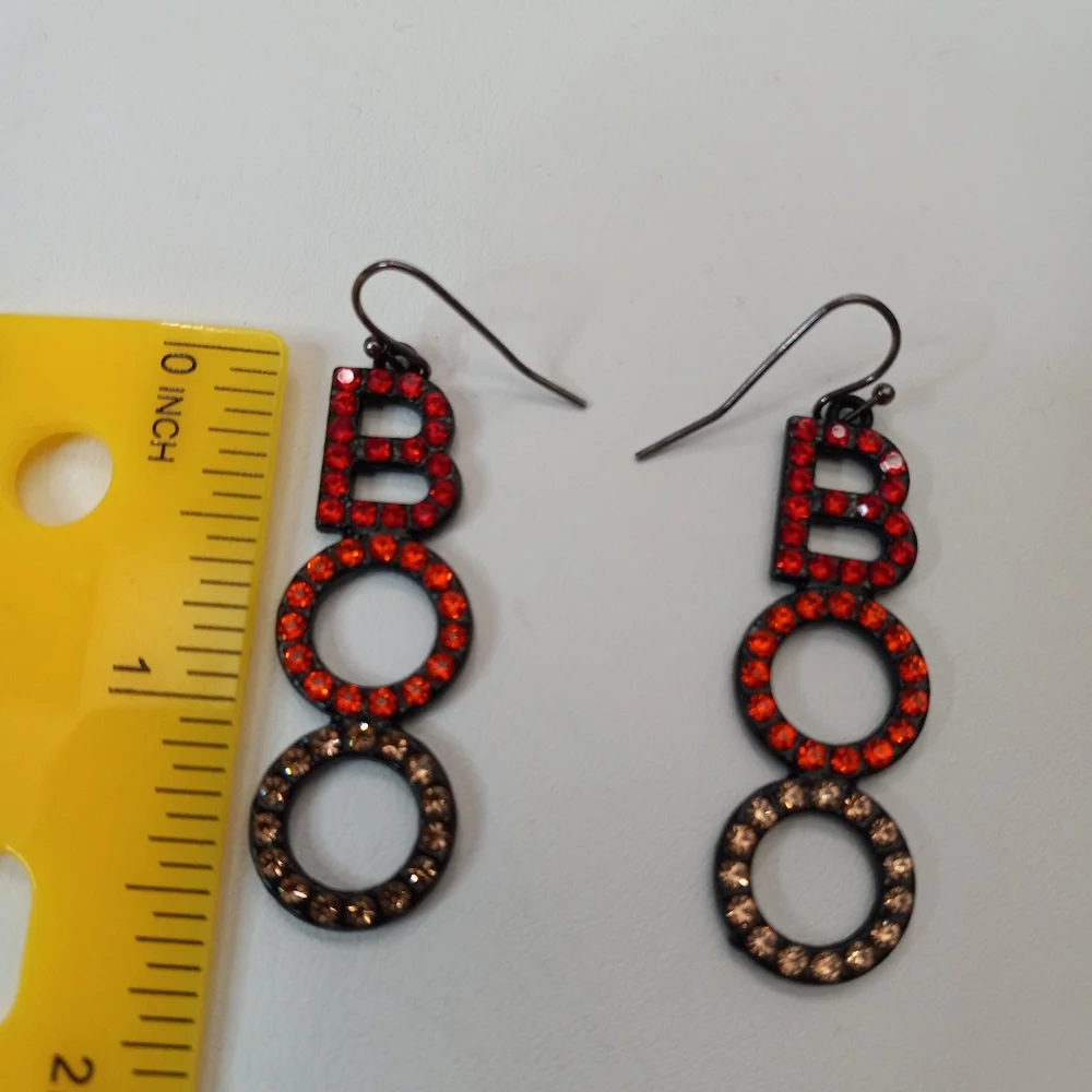 Halloween BOO Rhinestone Earrings